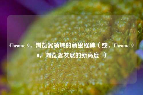 Chrome 9，浏览器领域的新里程碑（或，Chrome 90，浏览器发展的新高度  ）