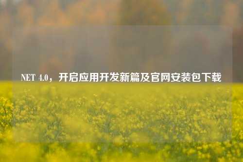 NET 4.0，开启应用开发新篇及官网安装包下载