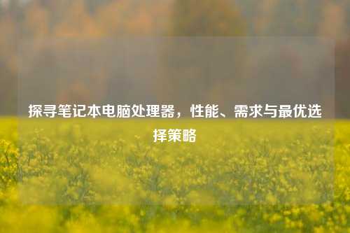 探寻笔记本电脑处理器，性能、需求与最优选择策略