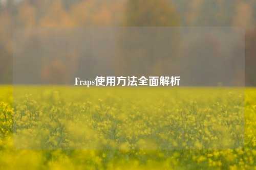 Fraps使用方法全面解析