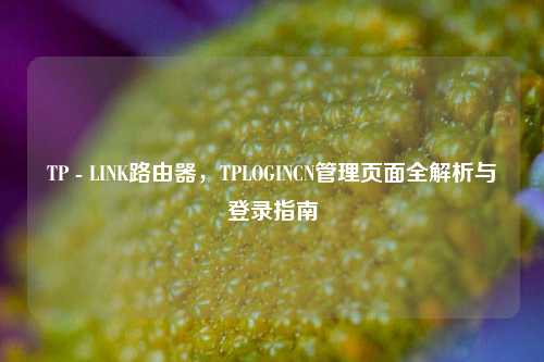 TP - LINK路由器，TPLOGINCN管理页面全解析与登录指南