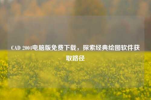 CAD 2004电脑版免费下载，探索经典绘图软件获取路径