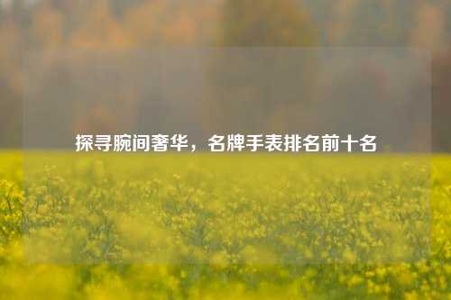 探寻腕间奢华，名牌手表排名前十名