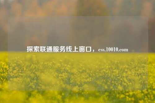 探索联通服务线上窗口,ess.10010.com