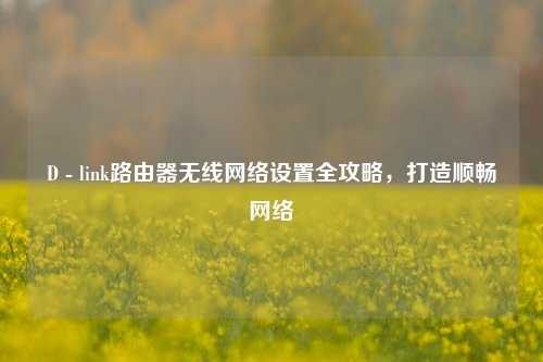 D - link路由器无线网络设置全攻略，打造顺畅网络