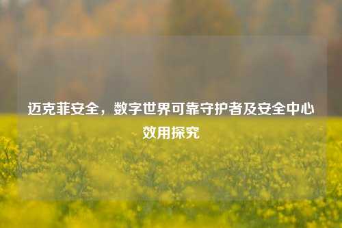 迈克菲安全，数字世界可靠守护者及安全中心效用探究