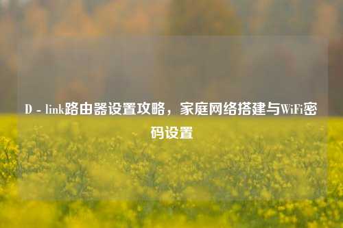 D - link路由器设置攻略,家庭网络搭建与WiFi密码设置