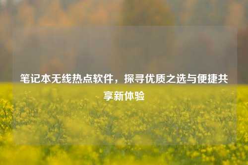 笔记本无线热点软件，探寻优质之选与便捷共享新体验