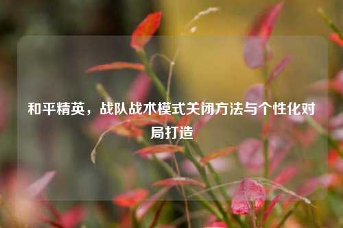 和平精英，战队战术模式关闭方法与个性化对局打造