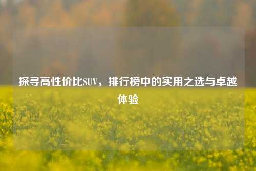 探寻高性价比SUV，排行榜中的实用之选与卓越体验