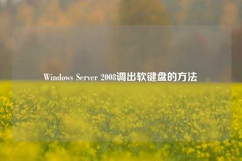 Windows Server 2008调出软键盘的方法