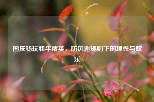 国庆畅玩和平精英，防沉迷规则下的理性与欢乐