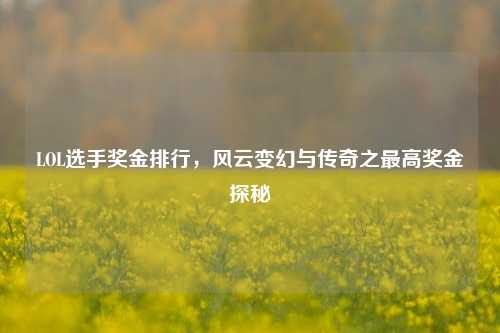 LOL选手奖金排行，风云变幻与传奇之最高奖金探秘