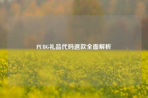 PUBG礼品代码退款全面解析