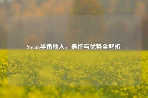 Steam半角输入，操作与优势全解析