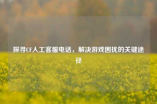 探寻CF人工客服电话，解决游戏困扰的关键途径