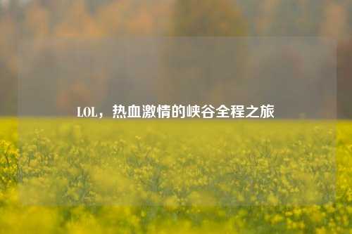 LOL，热血激情的峡谷全程之旅