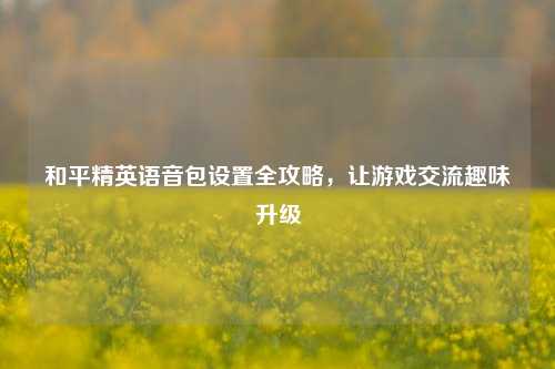 和平精英语音包设置全攻略，让游戏交流趣味升级