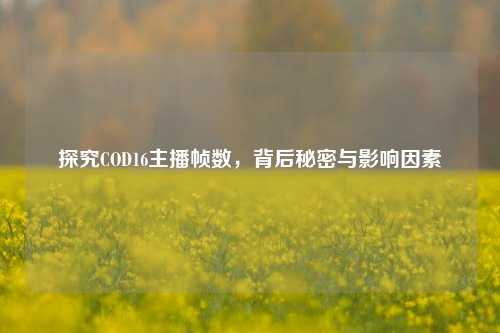 探究COD16主播帧数，背后秘密与影响因素