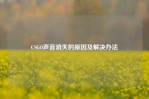 CSGO声音消失的原因及解决办法