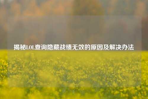 揭秘LOL查询隐藏战绩无效的原因及解决办法