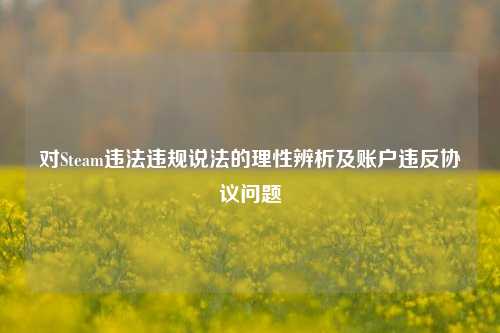 对Steam违法违规说法的理性辨析及账户违反协议问题