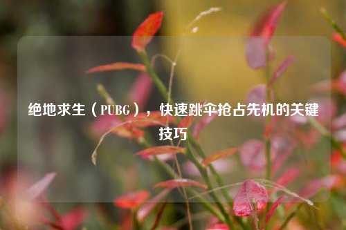 绝地求生(PUBG),快速跳伞抢占先机的关键技巧