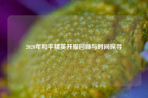 2020年和平精英开服回顾与时间探寻