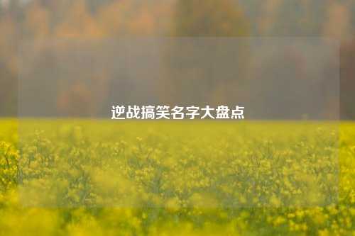 逆战搞笑名字大盘点