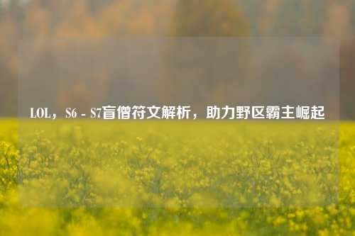 LOL,S6 - S7盲僧符文解析,助力野区霸主崛起