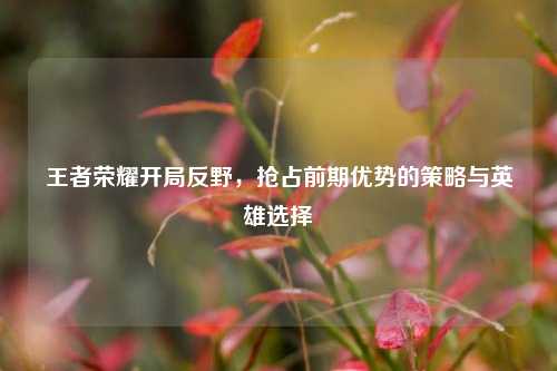 王者荣耀开局反野，抢占前期优势的策略与英雄选择