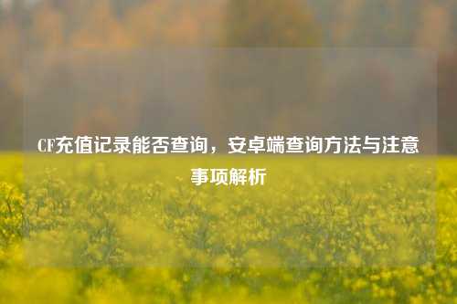 CF充值记录能否查询,安卓端查询方法与注意事项解析