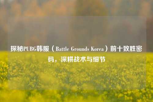 探秘PUBG韩服（Battle Grounds Korea）前十致胜密码，深耕战术与细节