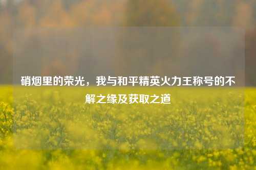 硝烟里的荣光，我与和平精英火力王称号的不解之缘及获取之道