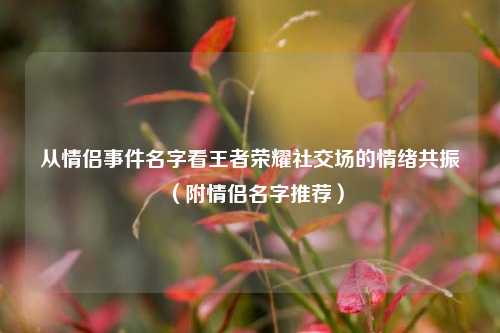 从情侣事件名字看王者荣耀社交场的情绪共振（附情侣名字推荐）