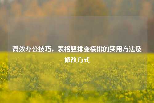 高效办公技巧，表格竖排变横排的实用方法及修改方式