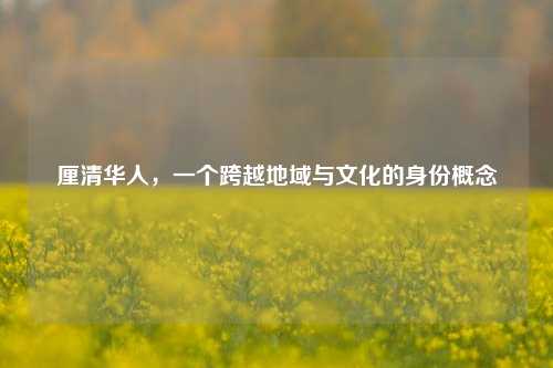厘清华人,一个跨越地域与文化的身份概念