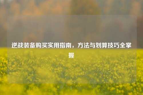 逆战装备购买实用指南,方法与划算技巧全掌握
