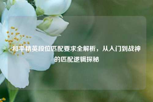 和平精英段位匹配要求全解析，从入门到战神的匹配逻辑探秘