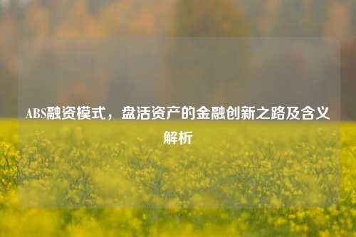 ABS融资模式，盘活资产的金融创新之路及含义解析