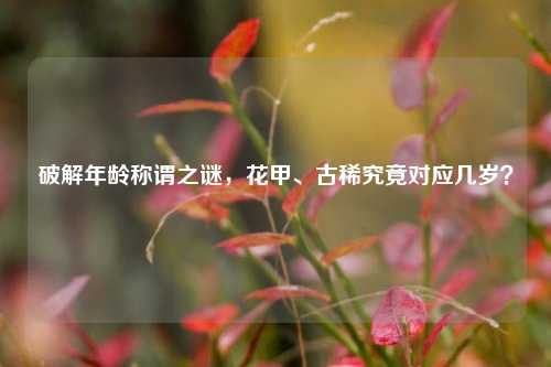 破解年龄称谓之谜,花甲、古稀究竟对应几岁?