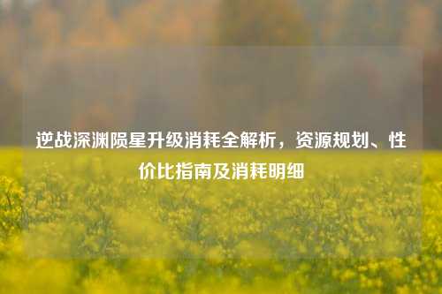 逆战深渊陨星升级消耗全解析,资源规划、性价比指南及消耗明细