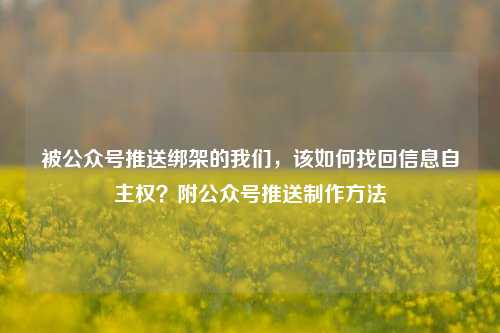 被公众号推送绑架的我们,该如何找回信息自主权?附公众号推送制作方法