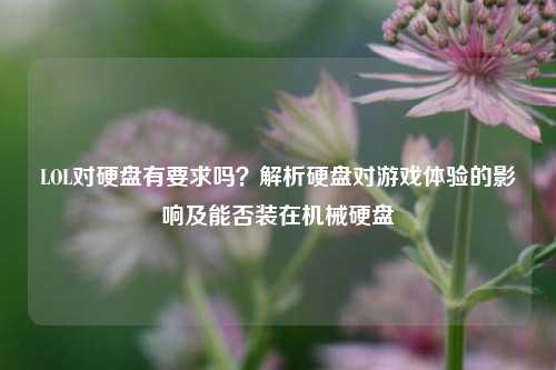 LOL对硬盘有要求吗?解析硬盘对游戏体验的影响及能否装在机械硬盘
